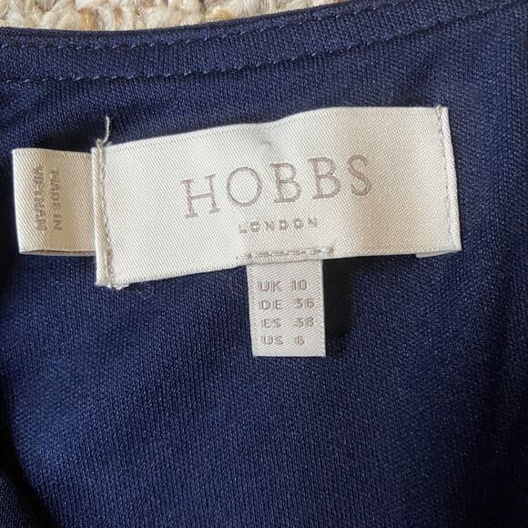 Hobbs London Womens Midi Dress Size 6 Knot Waist Coastal Navy Blue Classic - Picture 7 of 13
